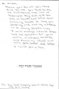 Patient's Thank You Letter
